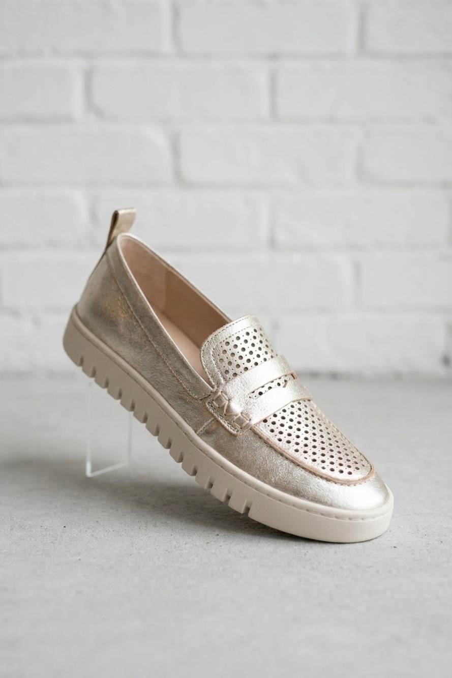 NEW VIONIC women's uptown perforated loafer in gold